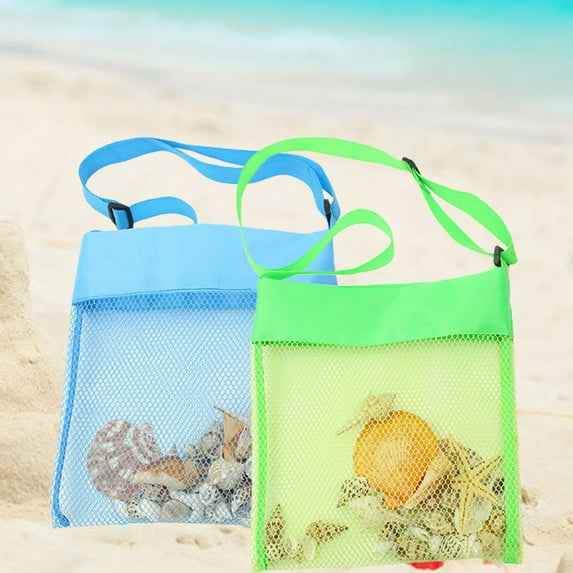 Travelwant Colorful Mesh Beach Bags Sea Shell Bags Beach Shell Bags Adjustable Carrying Straps Bags for Kids