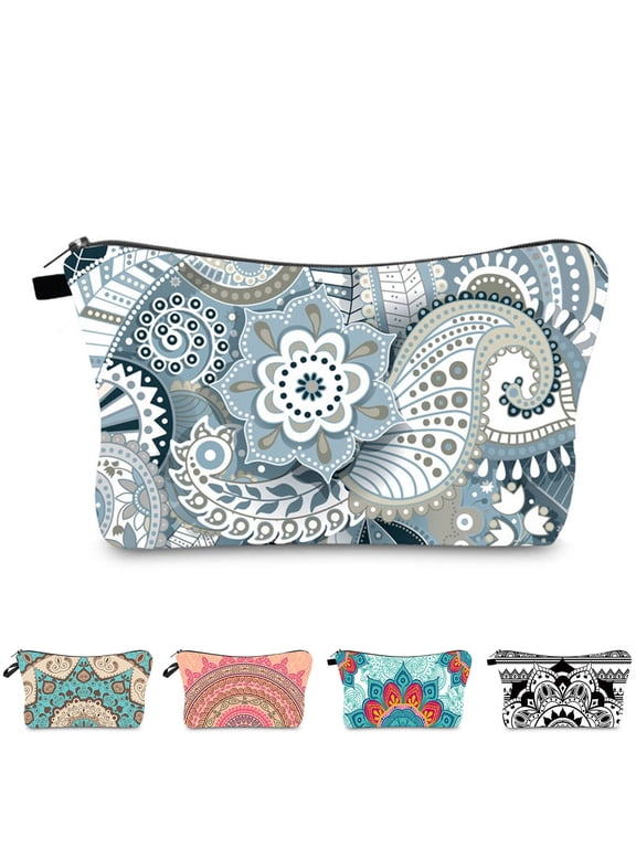 Cosmetic Bag Makeup Bag Waterproof Travel Toiletry Pouch Bag with Mandala Flowers Design