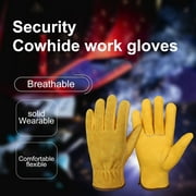 Travelwant Cowhide Leather Work Gloves with Reinforced Palm for Men & Women, Rigger Glove for Driver, Construction, Yardwork, Gardening