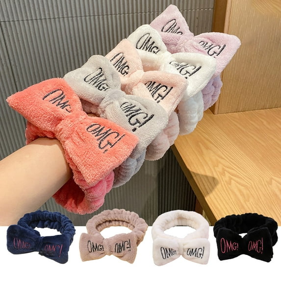 Travelwant Cute Makeup Headbands for Face Wash Shower Spa Hairizone Elastic Head Band with Soft Big Bow Hair Band for Women Wrap