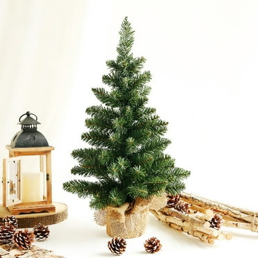 Travelwant Desktop Miniature Christmas Trees Mini Pine Tree with Snow and Wood Base for Xmas Holiday Party Home Tabletop Decor