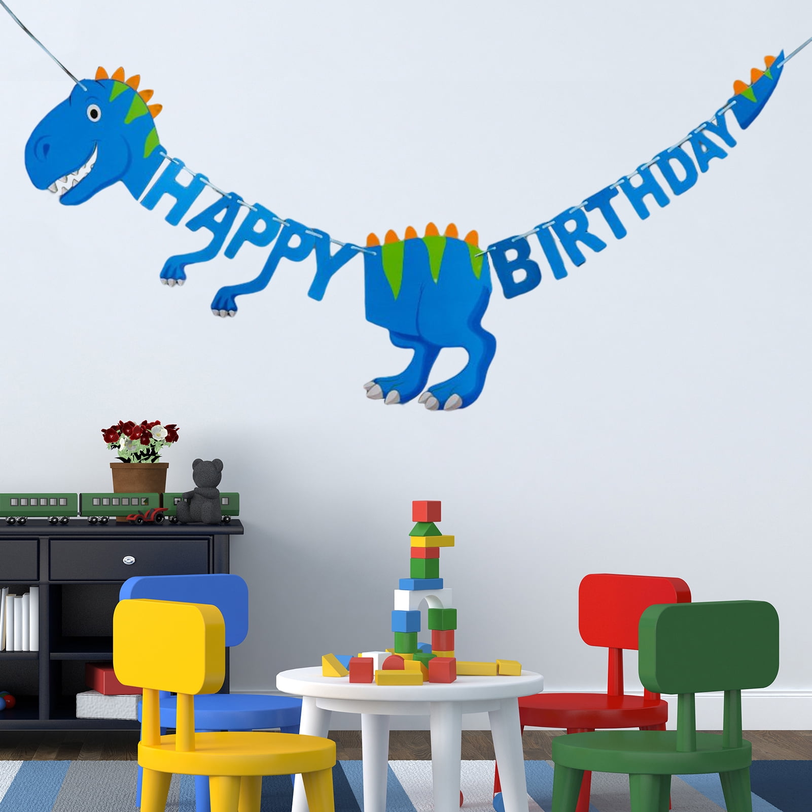 Dinosaur Happy Birthday Banner – T-Rex Party Decor For Boys Kids Dino Theme