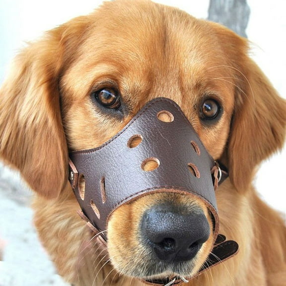 Travelwant Dog Muzzle Leather, Comfort Secure Anti-Barking Muzzles for Dog, Breathable and Adjustable, Allows Dringking and Eating, Used with Collars