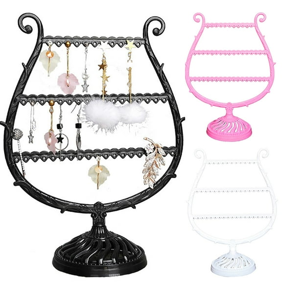 Travelwant Earring Holder, Jewelry Rack, Display Organizer for Piercings, Earrings Organizer 3-Layer Ear Stud Holder Earring Display Stand Wooden Base Jewelry Organizer for Hanging earrings
