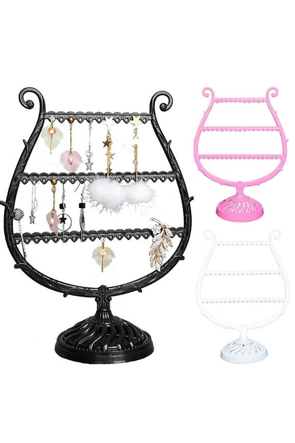 Earring Holder, Jewelry Rack, Display Organizer for Piercings, Earrings Organizer 3-Layer Ear Stud Holder Earring Display Stand Wooden Base Jewelry Organizer for Hanging earrings