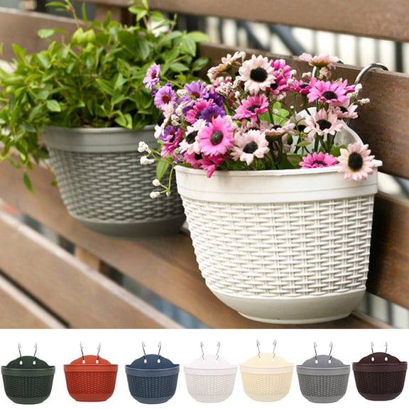 Travelwant Eco-Friendly Colorful Imitation Rattan Wall Planter Flower Pot, Plastic