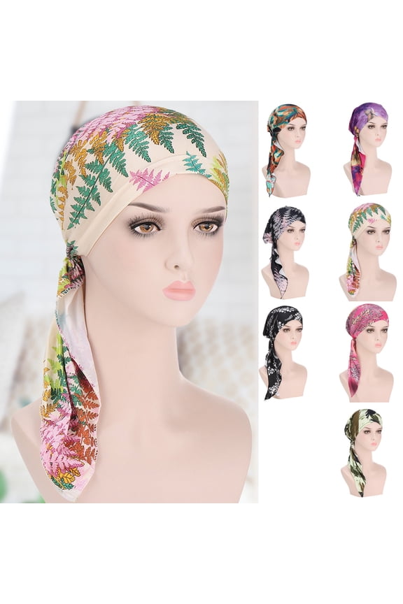 Elegant Chemo Cap With Silky Scarfs For Cancer Women Hair Loss Sleep Beanie