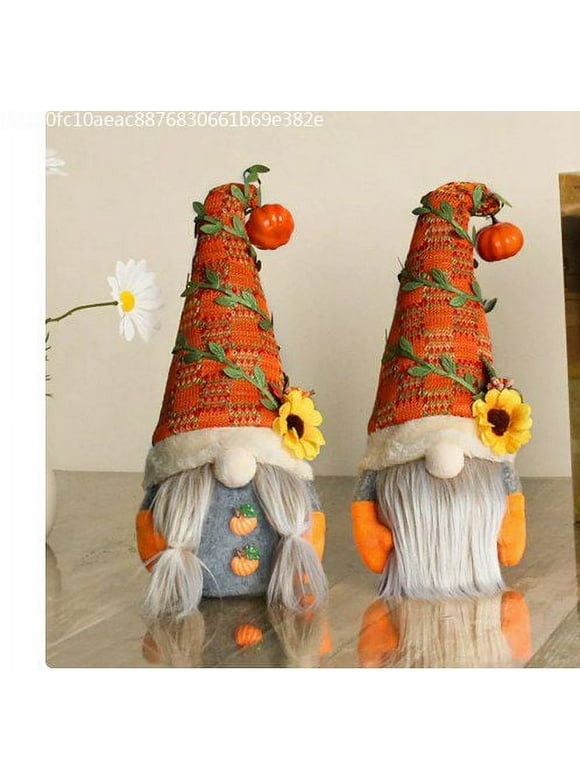 Travelwant Fall Thanksgiving Plush, Fall-Gnomes Plush with Pumpkin Decor Autumn Thanksgiving Swedish Tomte Holiday Figurines Scandinavian Home Decorations for Table