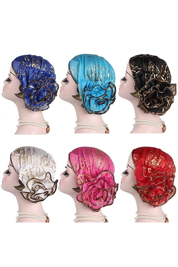 Fashion Women Lace Flower Pleat Beanie Mesh Turban Muslim Chemo Cap Head Wrap