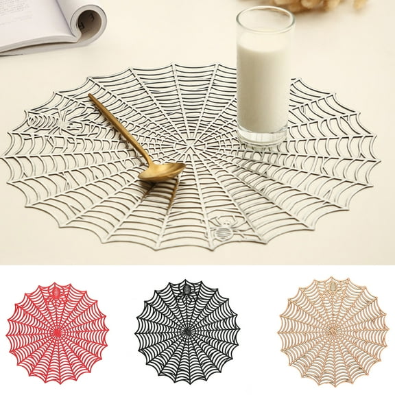Travelwant Halloween Spider Web Placemats, Spider Web Table Runner Halloween Spider Web Coasters Placemat Table Placemats Doilies Halloween Decor