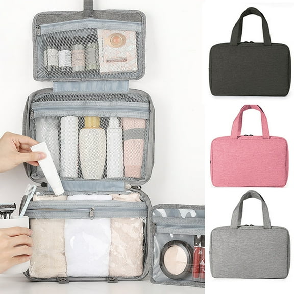 Travelwant Hanging Travel Toiletry Bag for Men and Women – Large Cosmetics, Makeup and Toiletries Organizer Kit with 4 Compartments, Zippers, Metal Swivel Hook, Water-Resistant Nylon