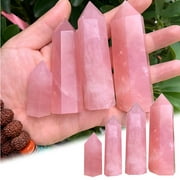 Travelwant Healing Crystal Wands 6 Faceted Single Point Natural Rose Quartz Crystal Wand Polished Tumbled Stones for Reiki Chakra Meditation Therapy Decor-1.57"-1.97"