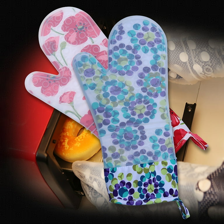 Silicone Oven Mitts Heat Resistant, Oven Mitts and Pot Holders Sets, Kitchen Mittens 5 Piece Set, Oven Gloves for Cooking,Baking,BBQ, Pink Oven Mitts