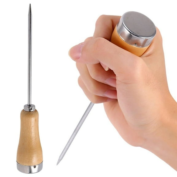 PULMCheerger Ice Pick, Ice Crusher with Wooden Handle, Stainless Steel Ice Crusher with Wooden Handle Ice Awl Punch for Kitchen Bars Bartender Picnics Camping Restaurant