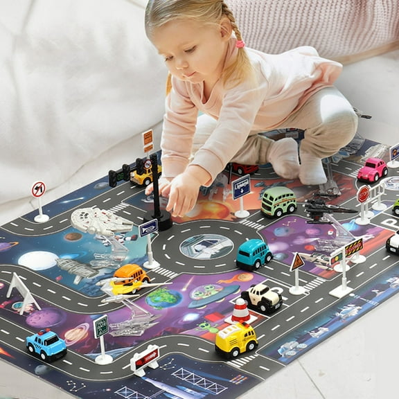 Travelwant Kids Rug Carpet Playmat City Life Extra Large Learn Have Fun Safe, Children's Educational, Road Traffic System, Multi Color Activity Centerpiece Play Mat