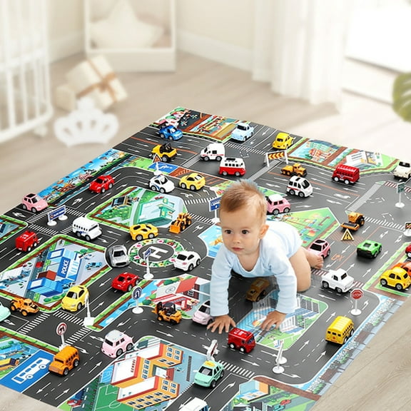 Travelwant Kids Rug Carpet Playmat City Life Extra Large Learn Have Fun Safe, Children's Educational, Road Traffic System, Multi Color Activity Centerpiece Play Mat