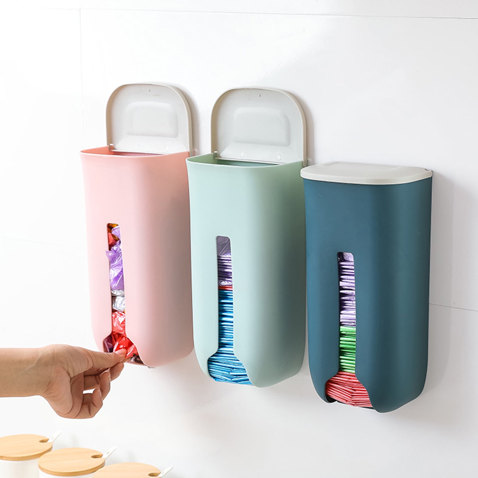 Teal Travelwant Kitchen Grocery Plastic Bag Holder and Dispenser Garbage Bag Dispenser Storage Box for Plastic Bags - Bag Saver Bag Storage for Plastic Bags