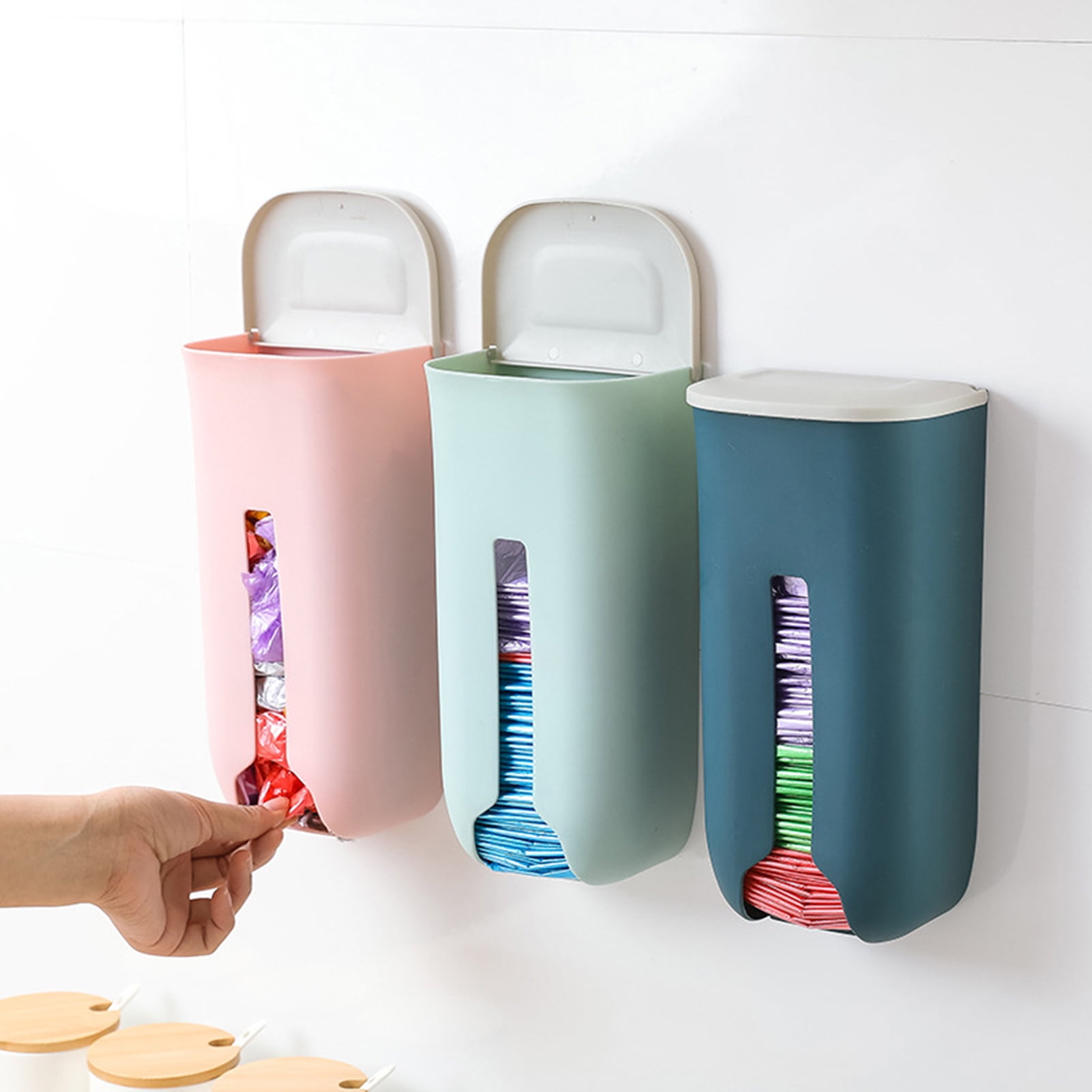 Travelwant Plastic Bag Holder Watertight Wall Mount Grocery Bag Holder for Plastic Bags Dispenser Hanging Folding Trash Garbage Bag Organizer for