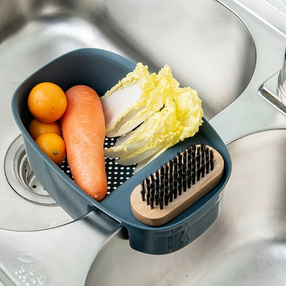 Travelwant Kitchen Sink Drain Basket Swan Drain Rack - Multi-Functional Hanging Filtering Triangular Drain Shelf, Corner Kitchen Sink Strainer Basket