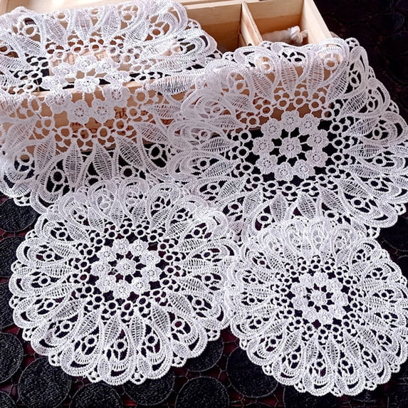 Travelwant Lace Cup Mats, Polyester, Round, 5 Sizes, Table Placemats