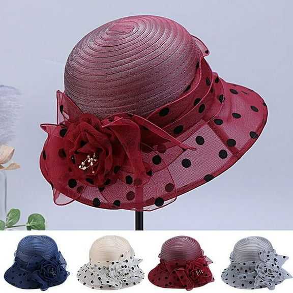 Travelwant Lady Derby Dress Church Bow Bucket Wedding Bowler Hats Wide Brim Sun Hat