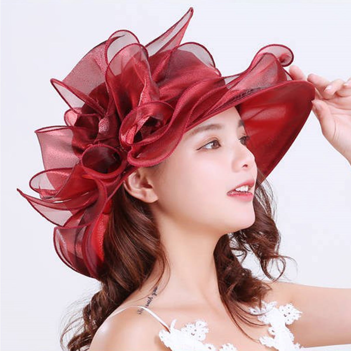 Travelwant Lady Derby Dress Church Cloche Hat Bow Bucket Wedding