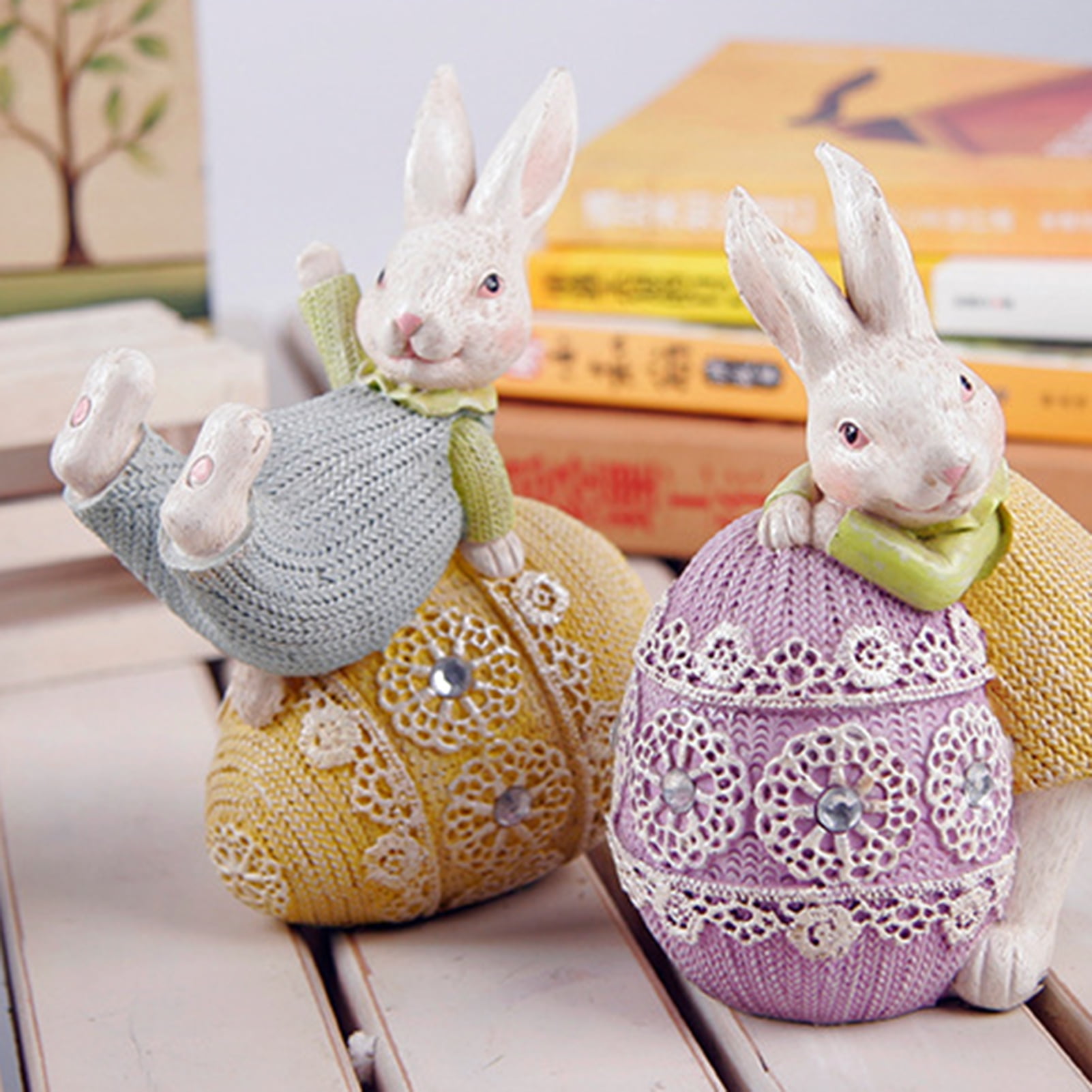 Travelwant Laughing Bunny Rabbits Spring Easter Decoration Vintage ...