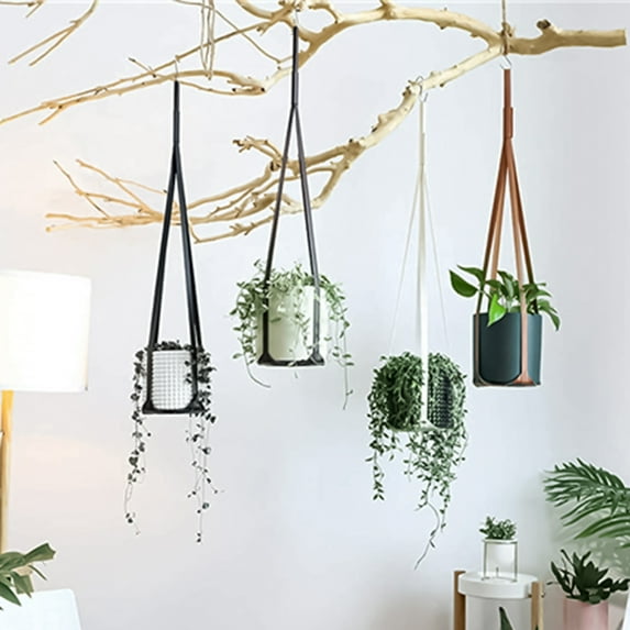 Travelwant Leather Plant Hanger Vegan Premium PU Straps Adjustable Length, Planter Holder for Indoor Plants, Hang from Wall Ceiling Window, Modern Boho Home Decor-29.92" x 5.71" x 5.71"
