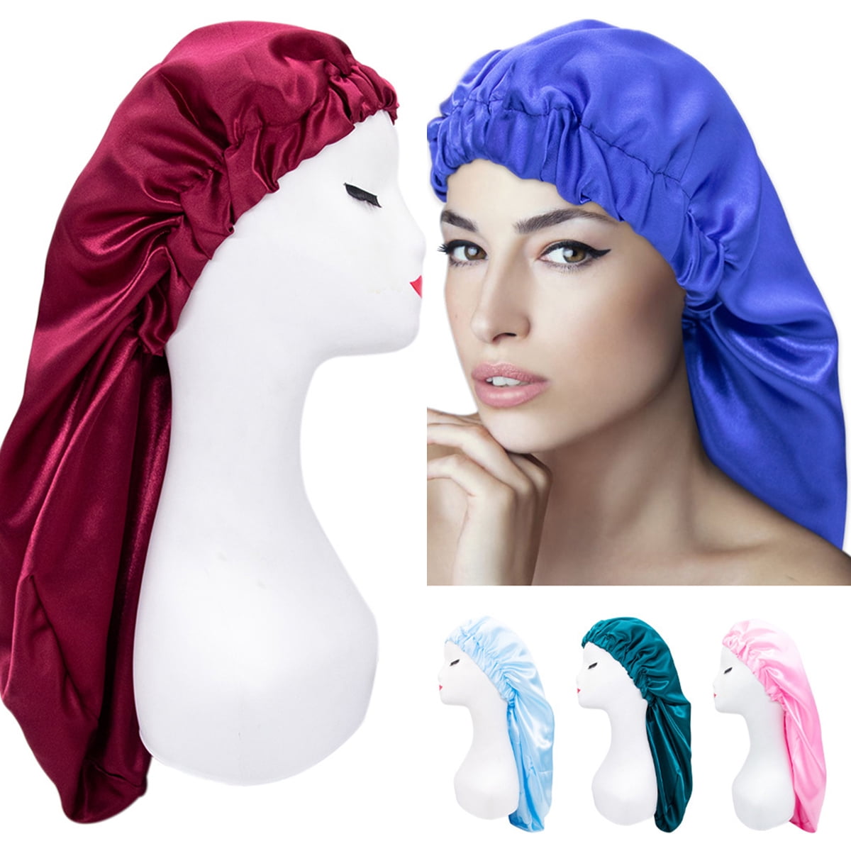4 PCS Satin Bonnet for Sleeping,Hair Bonnets for Black Women,Hair Cap for  Sleeping,Bonnets for Teen Girls,Bonet Pack B