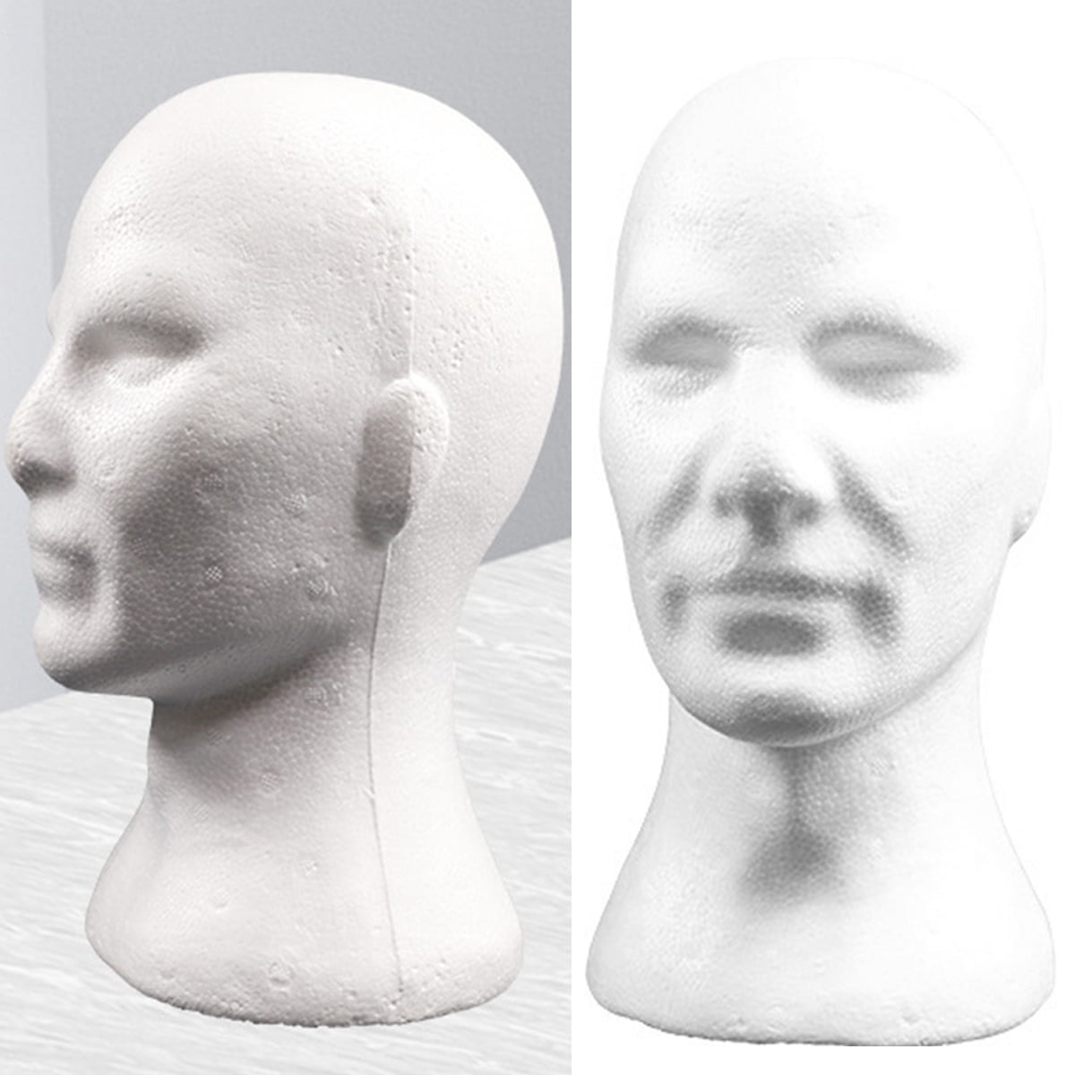 Travelwant Male Foam Head Model Professional Bald Manikin Mannequin