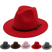 Travelwant Men & Women Vintage Wide Brim Fedora Hat with Belt Buckle