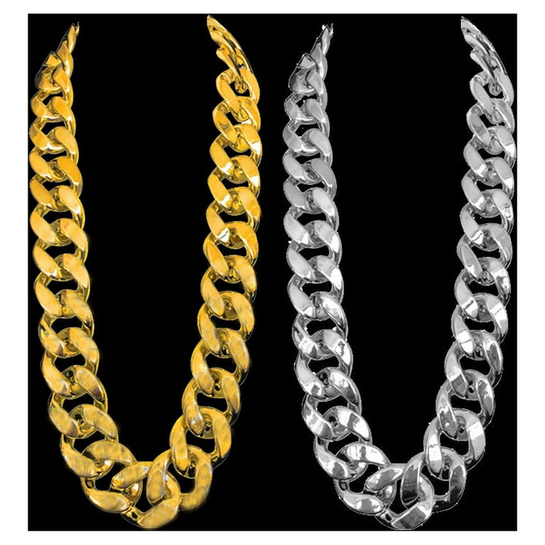 Travelwant Men's Chunky Necklace, Rapper Fake Gold Chain 90s Hip Hop Fake  Gold Necklace Costume Accessory 