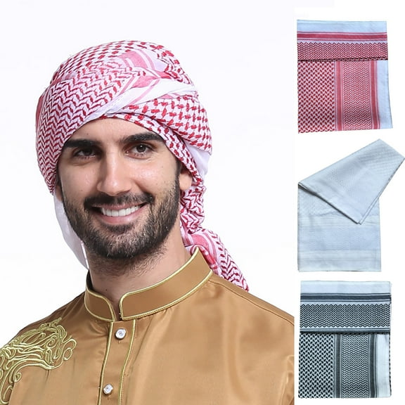 Travelwant Men's Large Arab Shemagh Headscarf Muslim Headcover Shawl Keffiyeh Arabic Scarf