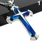 Travelwant Mens Stainless Steel Cross Pendant Necklace Flower Basket Chain