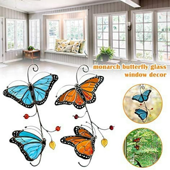 Travelwant Metal Monarch Butterfly Exquisite Window Decoration Crafts,Hanging Butterfly Decorations, Monarch Butterfly Window Decoration Window Decor Home Car Window Hanging Decoration