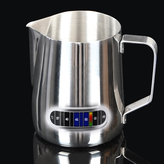 Travelwant Milk Frothing Pitchers with Integrated Thermometer,Latte Art Jug Stainless Steel Creamer Temperature Espresso Steaming Pitchers