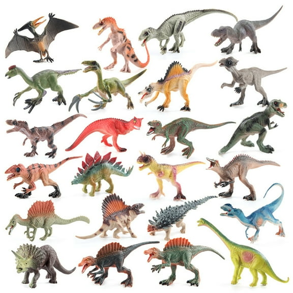 Travelwant Mini Dinosaur Toy Set for Dino Party Cupcake Toppers - Assorted Vinyl Plastic Figure