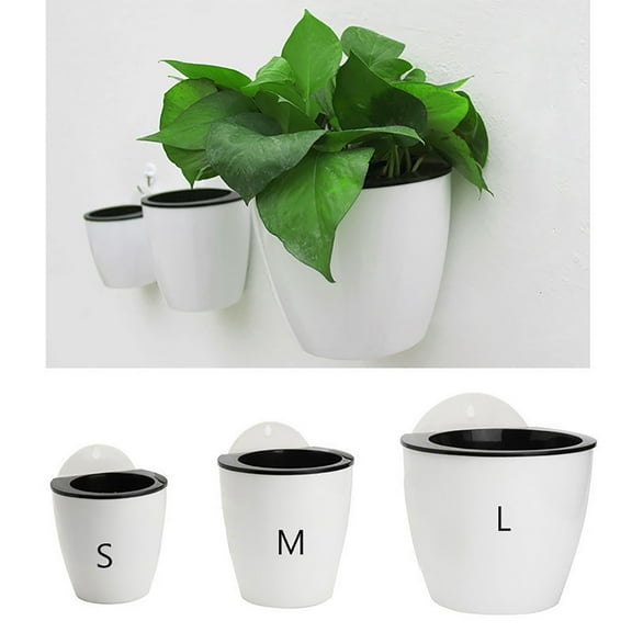 Travelwant Modern Wall Mountable Self Watering White Planter Pots