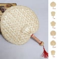 thumbnail image 1 of Travelwant Natural Raffia Tropical Hand Fans Natural Raffia Fans Handmade Palm Leaf Handheld Bamboo Fan Chinese Style Hand Weaving Fan for Summer Cooling Supplies Home Wall Decor, 1 of 2