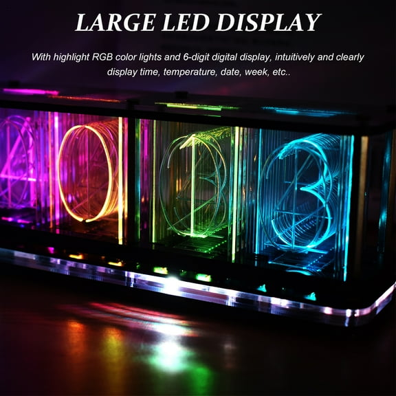Travelwant Nixie Tube Clock Wood RGB Digital Clock with Beautiful Package and Quick Delivery to Decorate Your Desk and Bedroom