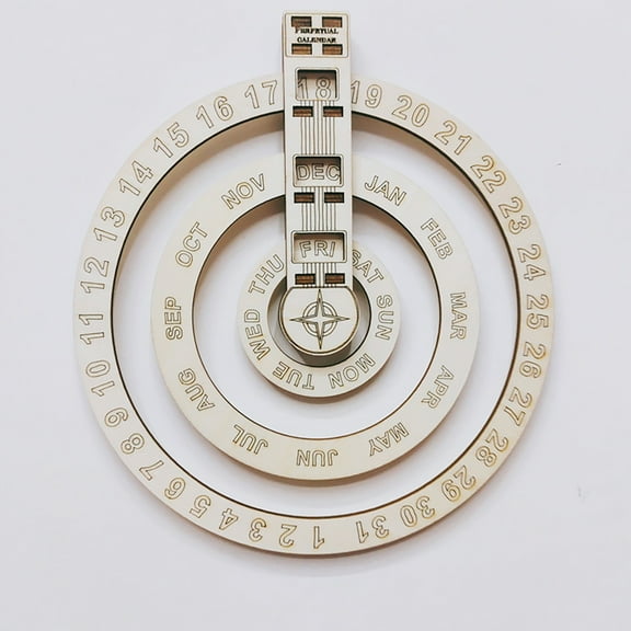 Travelwant Perpetual Calendar Wooden, Eco Friendly Material, Wall Hanging Calendar, Rotatable Disks Calendar, Eyehook Hanging, Rustic Design Calendar for Home, Office, Restaurant or Classroom