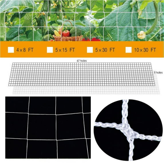 Travelwant Plant Trellis Netting, Heavy-Duty Polyester Trellis Net Design for Climbing Fruits and Vegetables, Hydroponics Grow Net, Easy to Use, 8/15/30 Ft