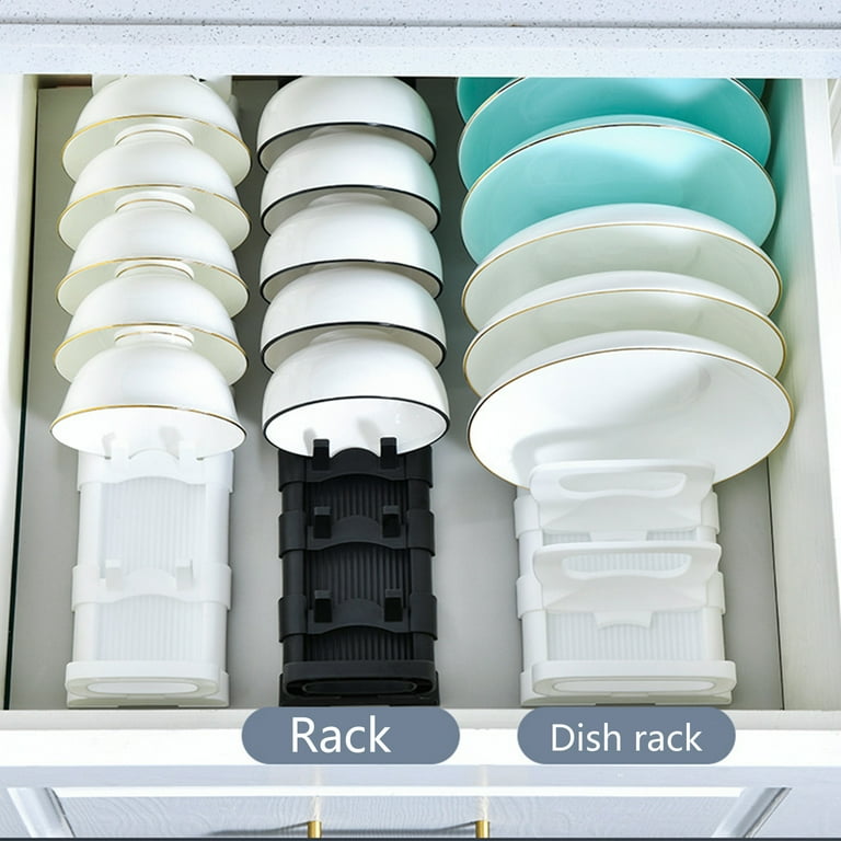 Travelwant Plate Organizer for Kitchen Cabinets Drawer Black Dish