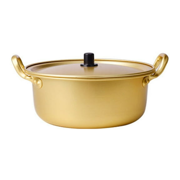 Travelwant Ramen Pot, Korean Ramen Cooking Pot with Lid Spoon and Chopsticks Korean Ramen Noodle Pot Fast Heating For Kitchen Cookware (Double handle)