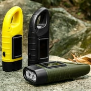Travelwant Hand Crank Solar Powered Flashlight, Emergency Rechargeable LED Flashlight, Survival Flashlight, Quick Snap Carbiner Dynamo Flashlight Torch