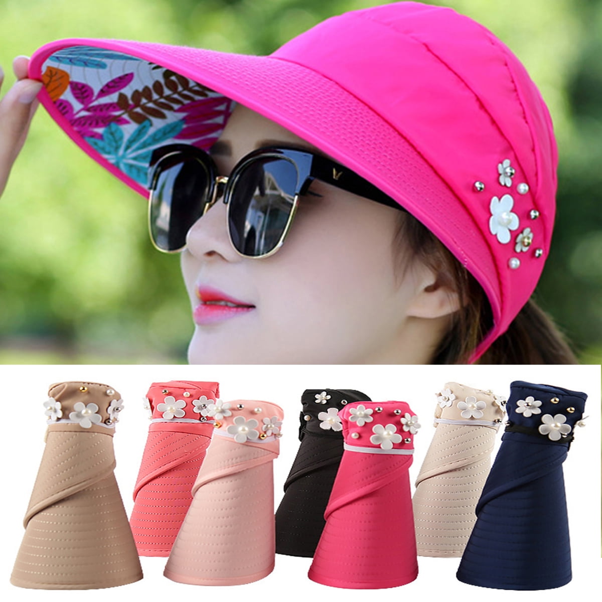 Travelwant Roll Up Sun Visor Hats for Women Wide Brim Foldable Summer