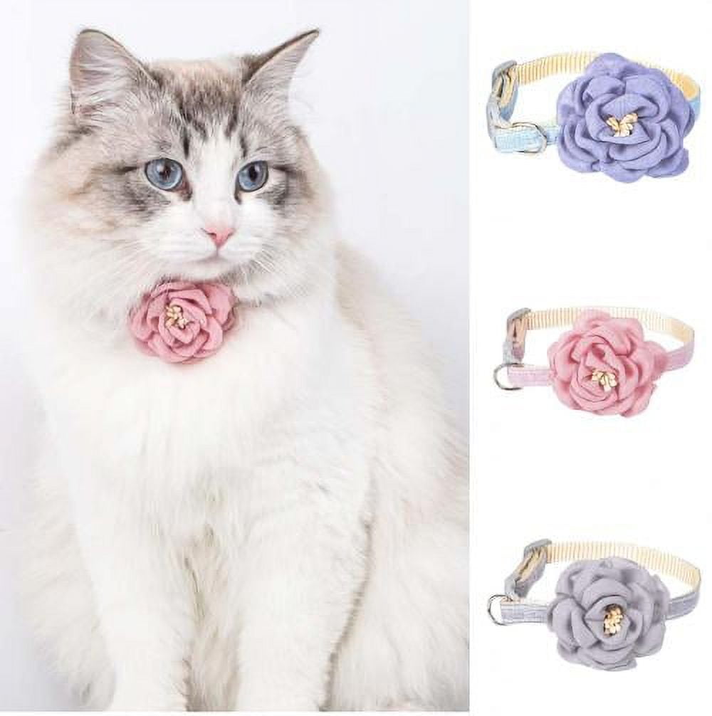  Elegant little tail Pink Leather Dog Collar, Durable Pet Collar,  Flower Pattern Bow Tie Dog Collar Adjustable Girl Dog Collars for X-Small  Dogs and Cats : Pet Supplies