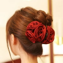 Travelwant Rose Hair Claw Clip Beautiful Chiffon Bow Hair Jaw Clip Large Flower Hair Clip for Women