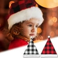thumbnail image 1 of Travelwant Santa Red Hat Christmas Plaid Santa Hat Short Plush Woven Fabric Hat Santa Plaid Cap with White Cuffs Plush Fabric Christmas Hat for Adults and Kids, 1 of 8