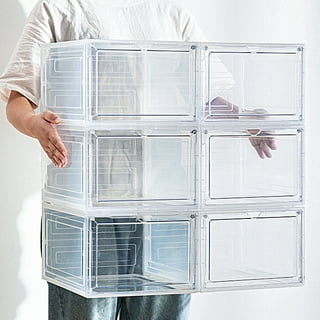 24x Clear Shoe Storage Boxes Plastic Organizer Rack Containers Men Women  cabinet - Plugsus Home Furniture